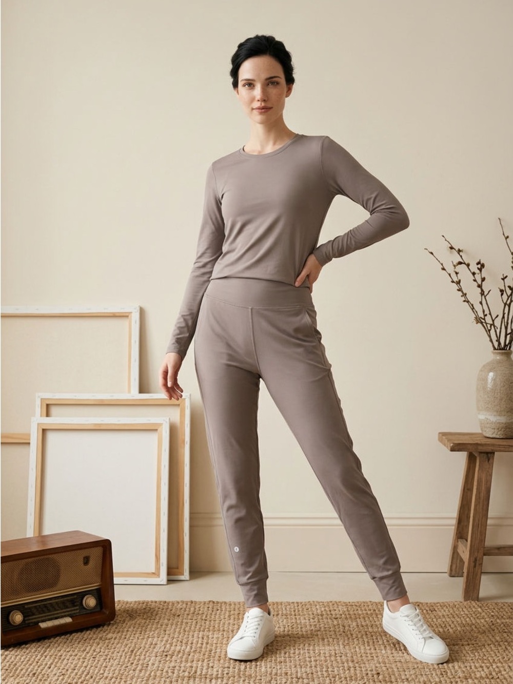 HALARA Taupe Long-Sleeve Jumpsuit